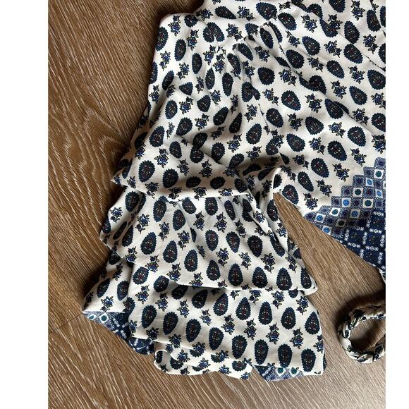 MISA Paisley Wrap Dress With Braided Belt Layered Balloon Sleeves Boho‎ Style S - Picture 6 of 9